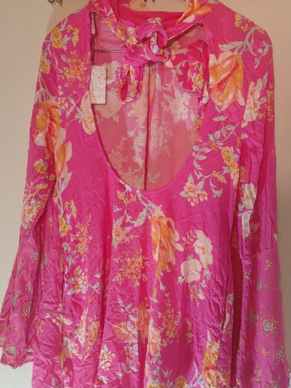 Free People Bright Pink Floral Midi Dress - Picture 3 of 5